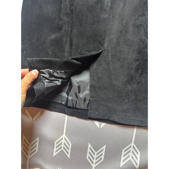 G-III Global Identity Black Suade Leather Skirt Womens‎ Size 9/10 Lined Fitted - Picture 5 of 8